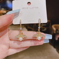 advanced diamond inlaid bee light luxury fashion earrings for women korean fashion earring daily birthday party jewelry gifts