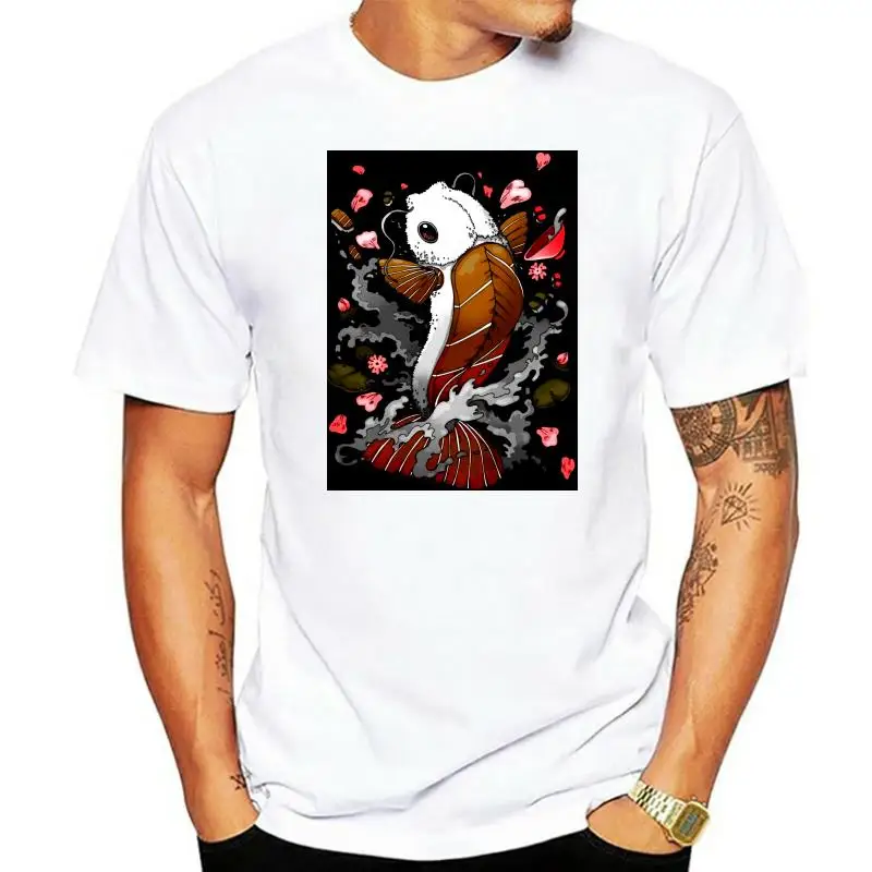 Big Size Sushi Koi Shirts for Men American Style Fashion Custom Short Sleeve T Shirt Printing 80s Apparel
