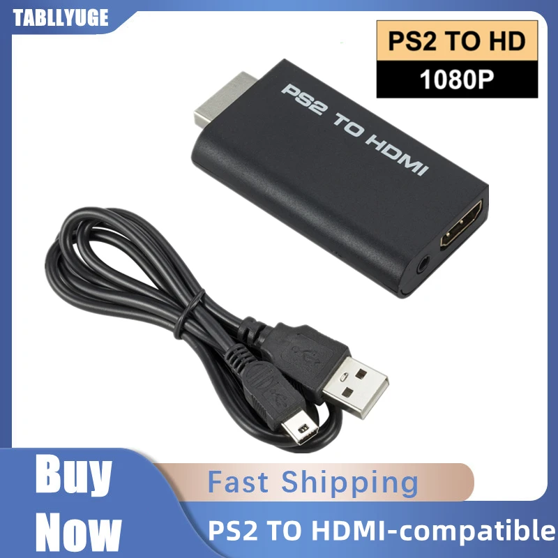 

PS2 To HDMI-compatibale 480i/480p/576i Audio Video Converter Adapter with 3.5mm Audio Output Support All PS2 Display Modes