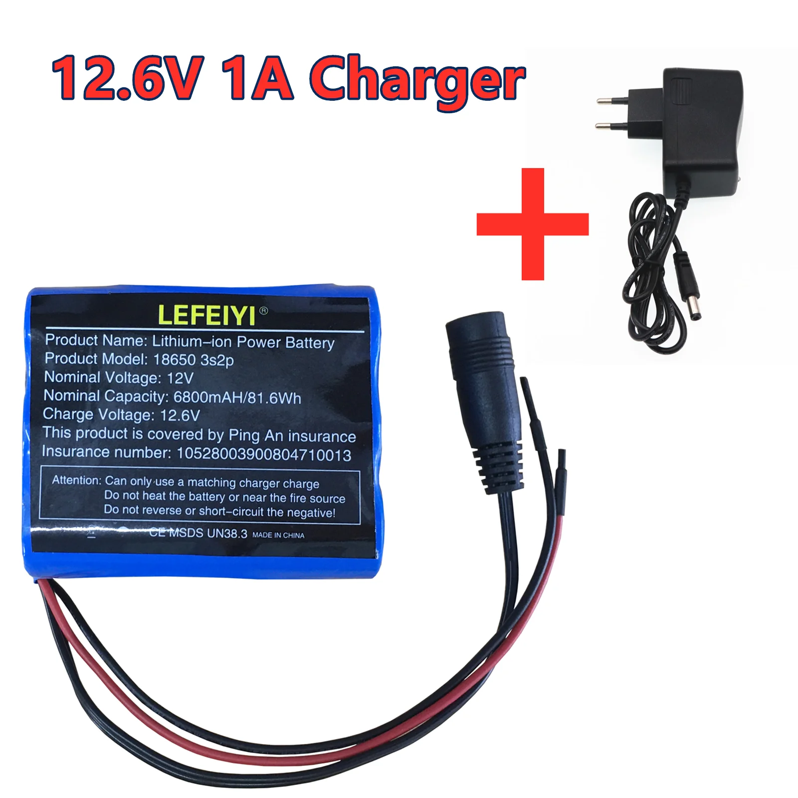 

3S2P 12V 6800mah Battery 18650 Li-ion 6.8 Ah Rechargeable Batteries with BMS Lithium Battery Packs Protection Board +Charger