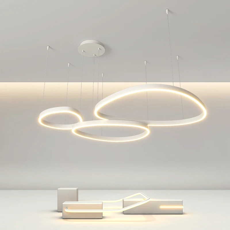 Minimalist Living Room Chandeliers Creative Nordic Hall Ceiling Lights Modern Atmosphere Designer Ring Dining Table Chandelier