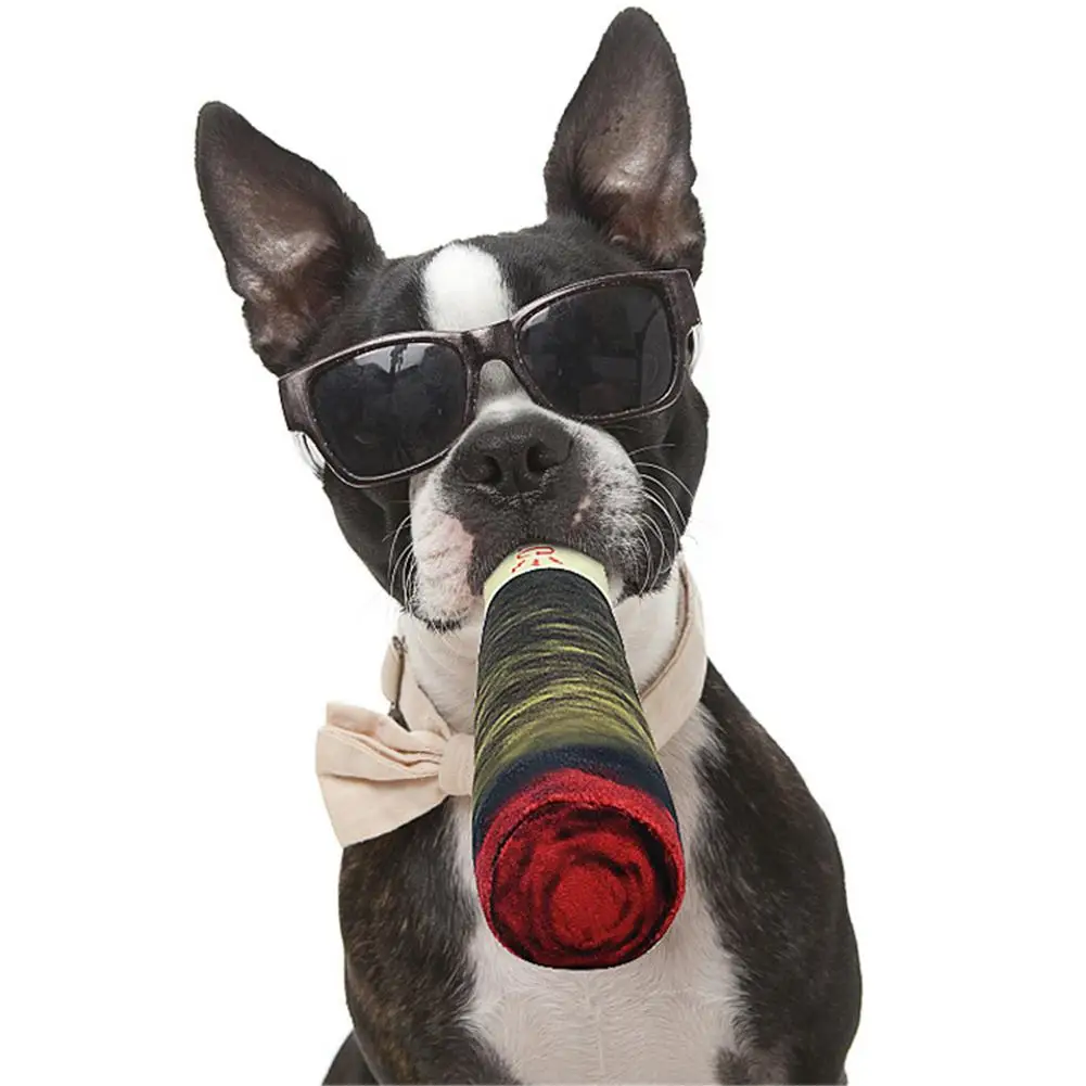 

Cool Cute Plush Toy Dog Toy Cigar Shape Funny Squeaky Dog Toys Birthday Gift Pet Supplies Pet Toy Accessories for Small Dog