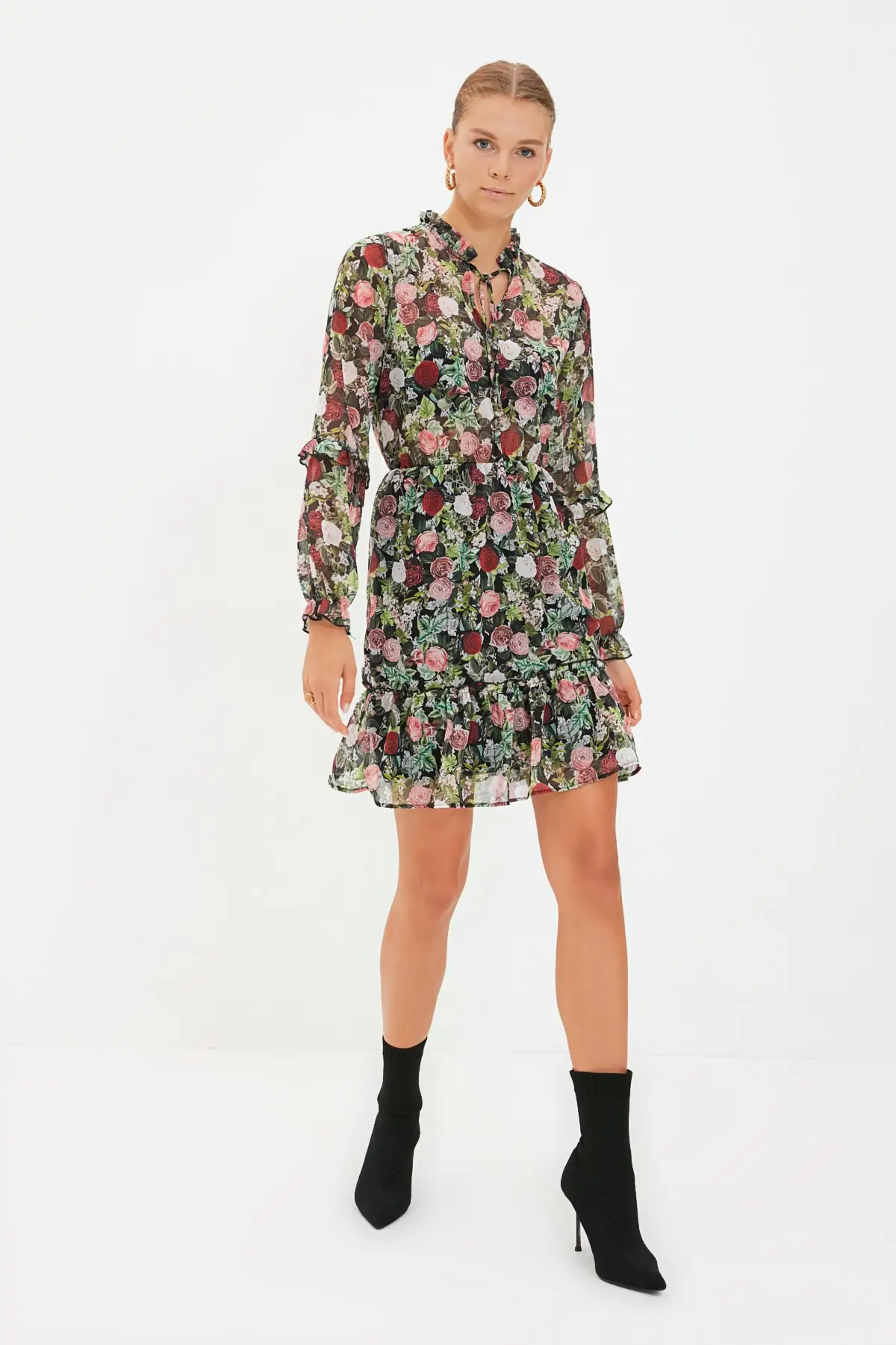 

Trendyol Pattern Sheer Neckline Dress TWOAW22EL1024