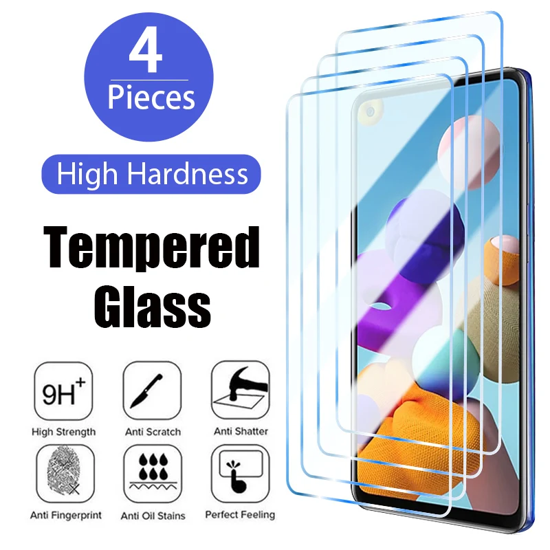 

4PCS glass for Samsung Galaxy S22 Plus A51 A71 A41 A31 A21s A52 A42 screen protector for Samsung A70 A50 A40 A30 A12 A13 glass