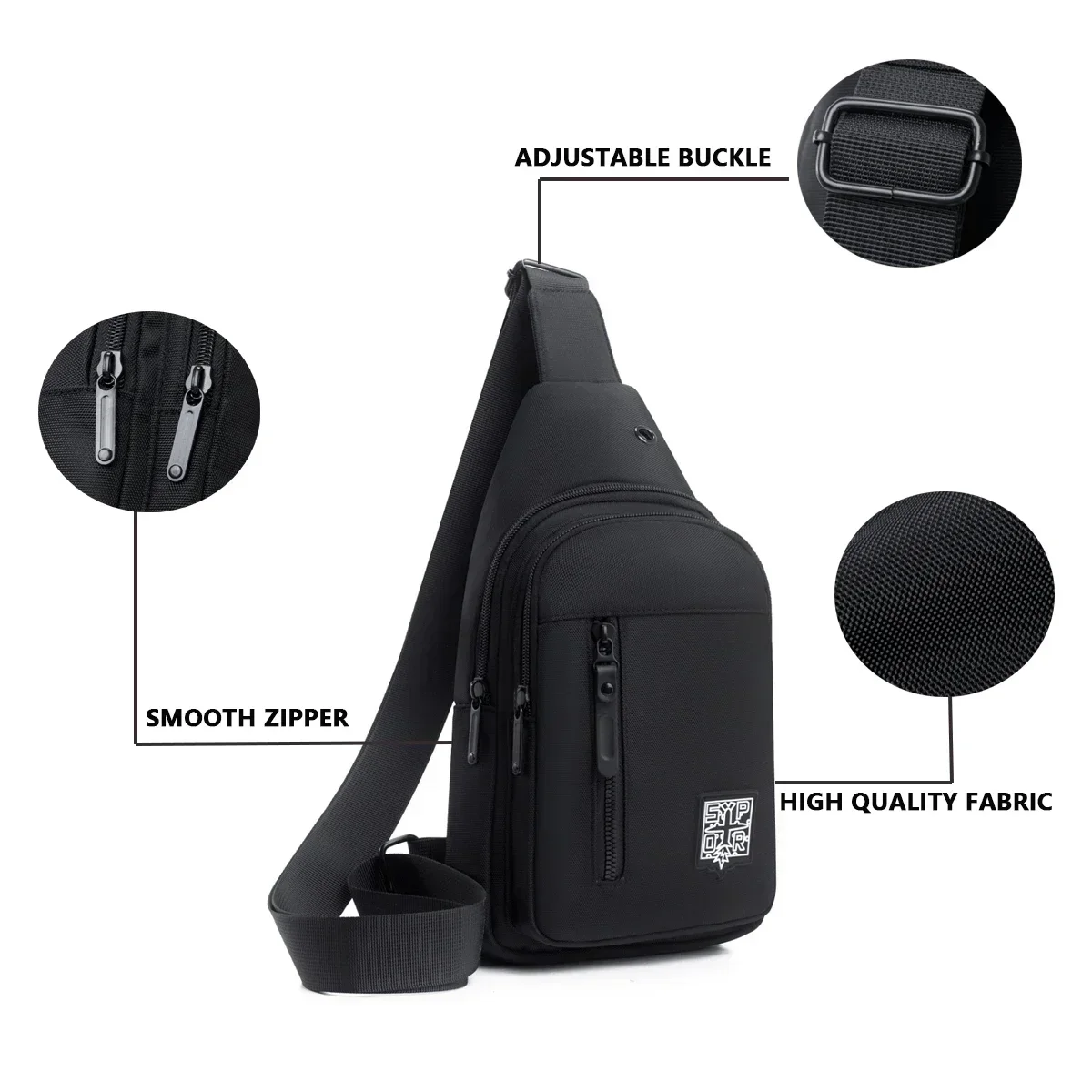 Однотонная нагрудная сумка из оксфордской ткани с несколькими карманами