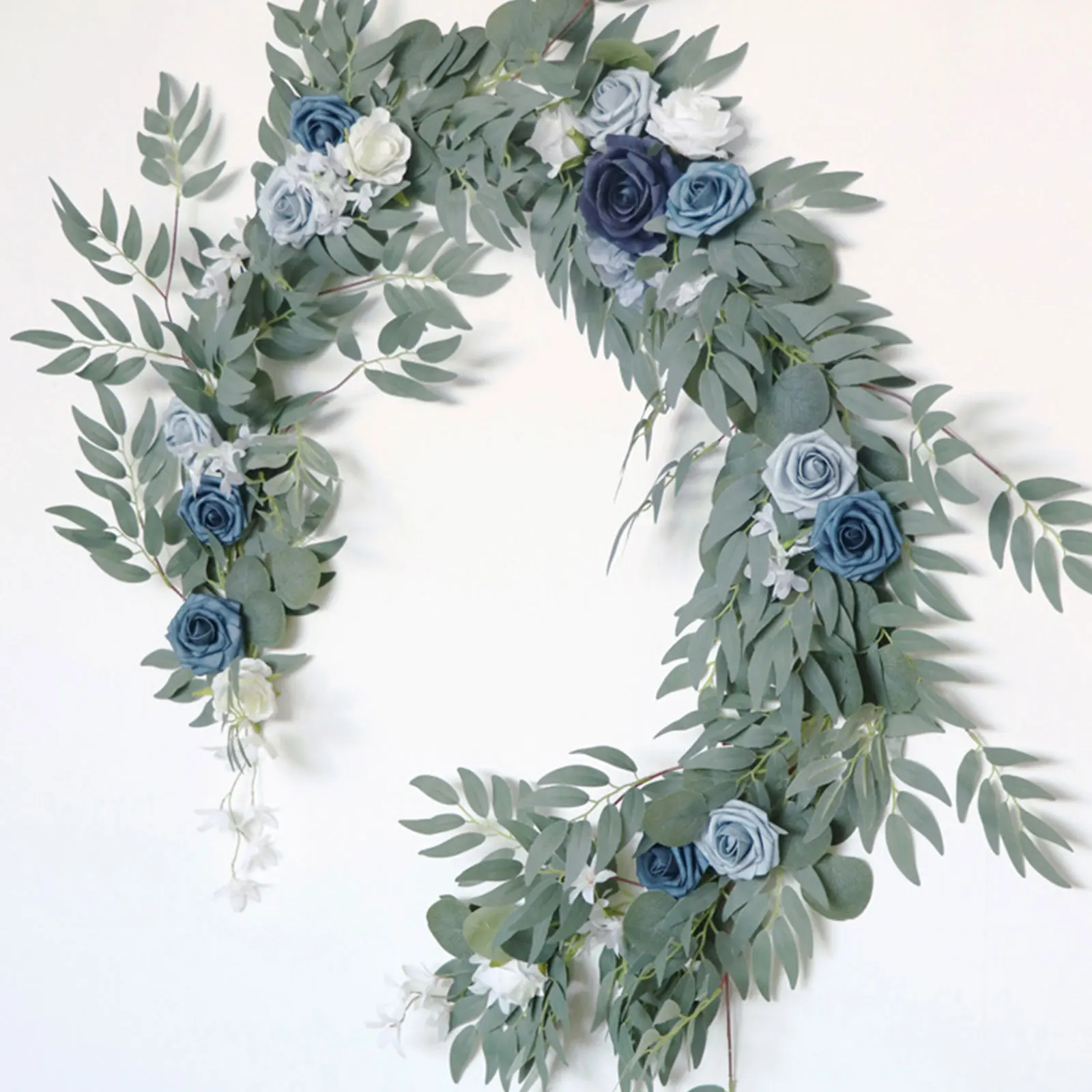 

Artificial Plant Greeny Leaves Vine Simulation Roses Flower Rattan Hanging Vine Wreath Decorate Banquet Wedding Home Decoration