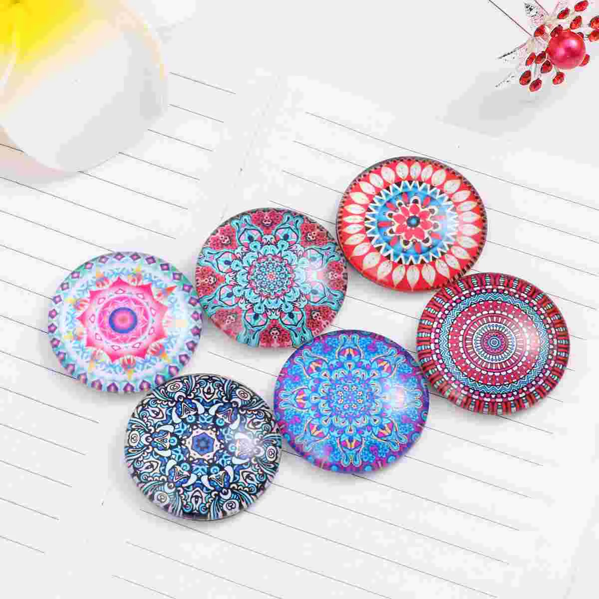 

6 Pcs Refrigerator Magnets Whiteboard Magnets Message Locker Magnets Photo Magnet Dome Glass Mandala Magnets Whiteboards