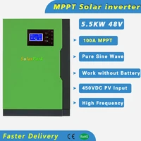 5500w 48v built in 100a mppt solar controller hybrid solar inverter pure sine wave work without battery pv 120 500vdc