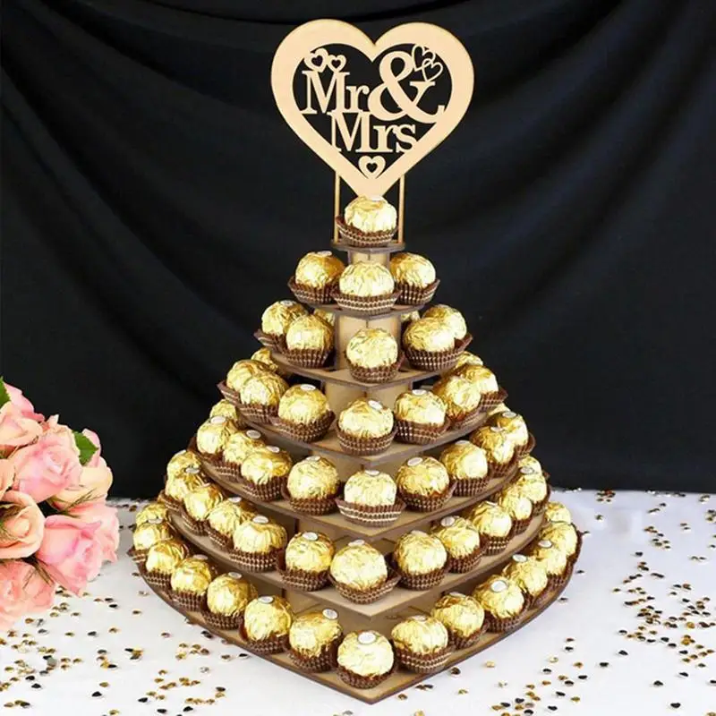 

Custom Wooden Chocolate Stand Suitable For Wedding Decoration Chocolate Dessert With Candy Display Also For Home Festive Party