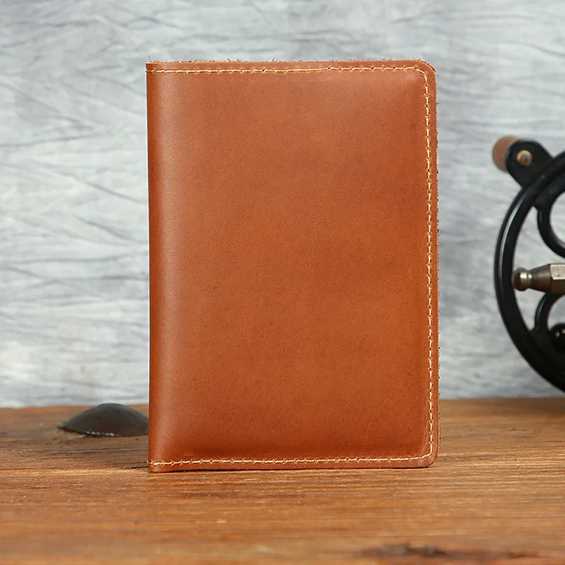 Passport Holder For Men Durable Bifold Travel Wallet Genuine Crazy Horse Leather Women Unique Design Gifts Travel Passport Cover