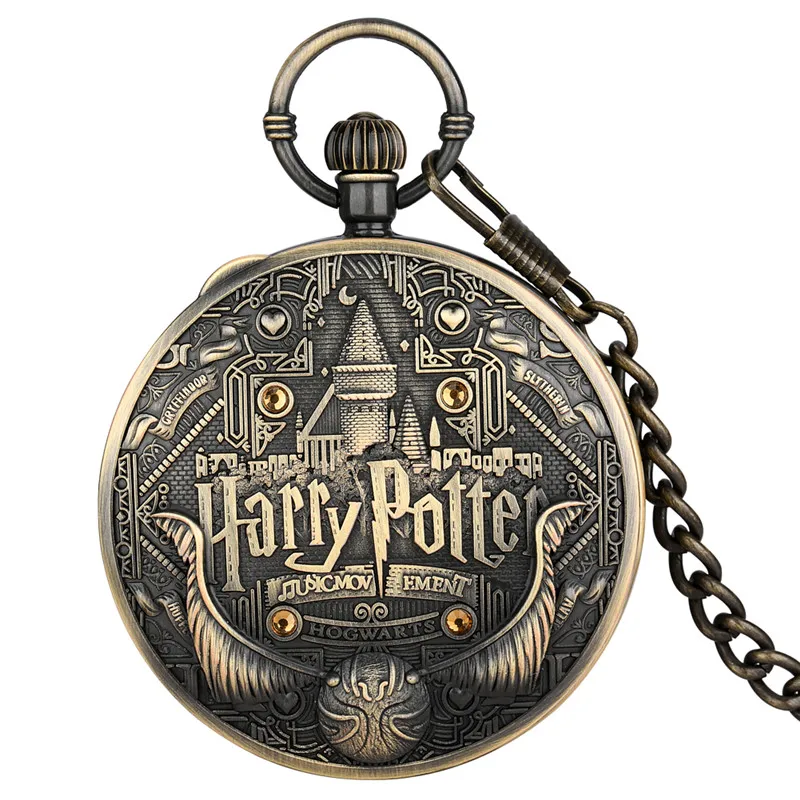 Vintage Playing Song Watch Magic Academy Music Men Women Manual Quartz Pocket Watch FOB Chain Collectable Gift Timepiece reloj