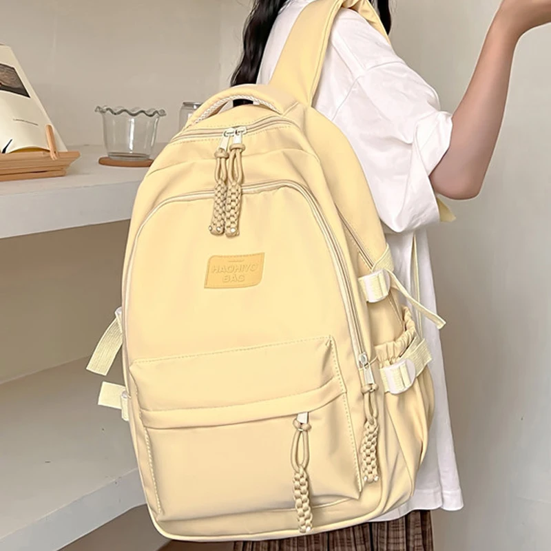 

Female Solid Color Backpacks for Women Waterproof School Backpack Bag Large Capacity Shoulder School Bags For Girls Ruckpack
