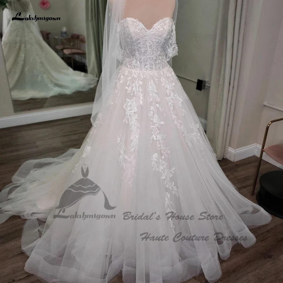 

Lakshmigown свадебное платье принцессы с открытыми плечами винтажные кружевные аппликации в стиле бохо Свадебные платья из фатина 2023