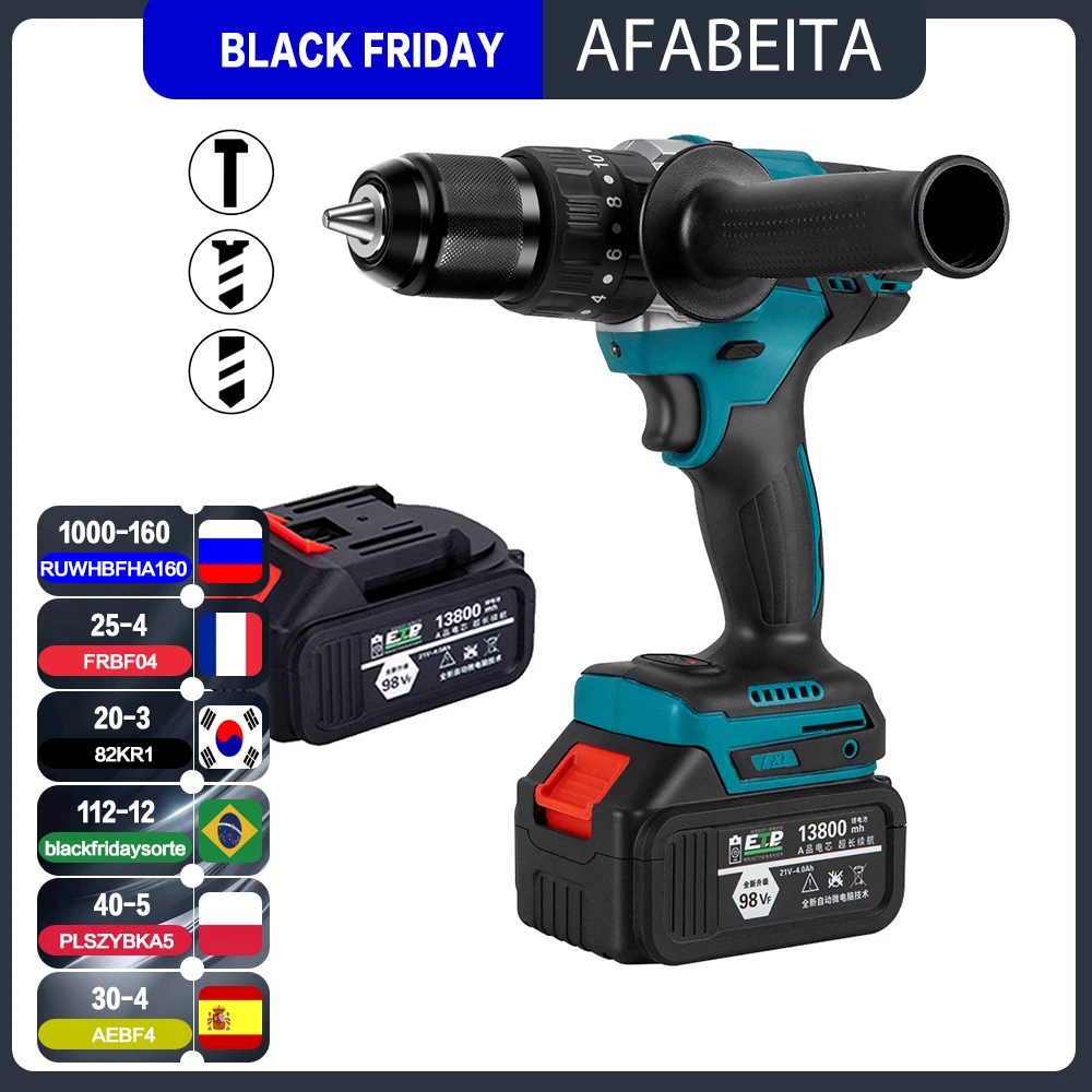 

13mm Brushless Motor Has A Handle That Can Be Used For Screwing And Drilling A Handheld Three-In-One Impact Drill