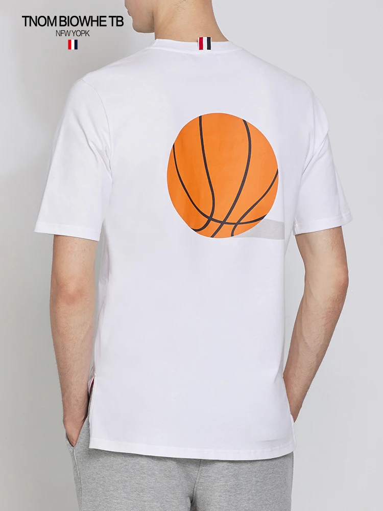 

TB THOM Men's T-shirt Summer Fashion Slim Tops Pure Cotton Jersey Short Sleeve Basketball Designs Wholesale Oversized t-shirt