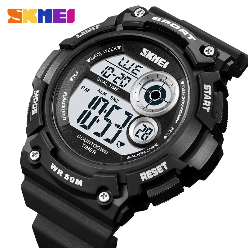 

SKMEI Top Brand Sport Back Light Digital Watch Mens 5Bar Waterproof Military Countdown Clock Wristwatches relogio masculino