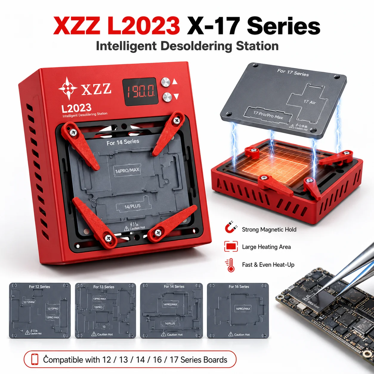 Фото Паяльная станция XZZ L2023 для предварительного нагрева и демонтажа, для ремонта материнских плат iPhone X-17 Pro Max и Android, набор инструментов для пайки BGA-чипов №1