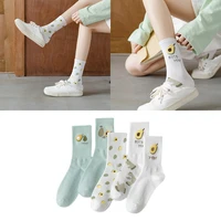 spring and summer avocado pure cotton womens new fashion small fresh art college style cute candy color simple silk stockings