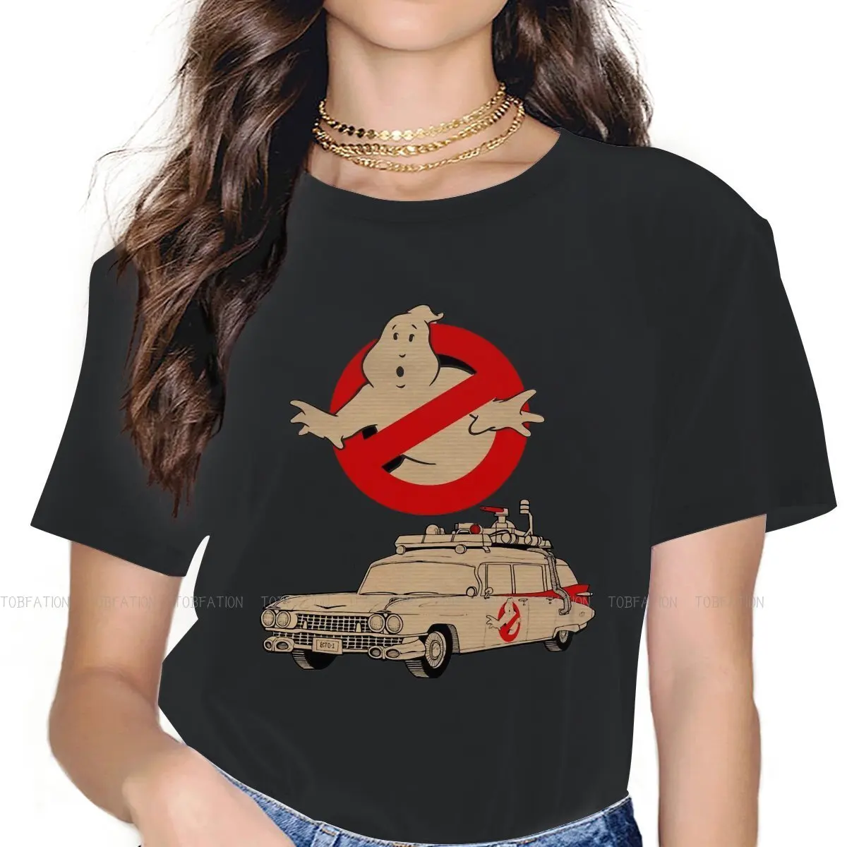 

Car Women Clothing Ghostbusters Film Graphic Print Female Tshirts Vintage Alternative Loose Tops Tee Kawaii Girls Streetwear