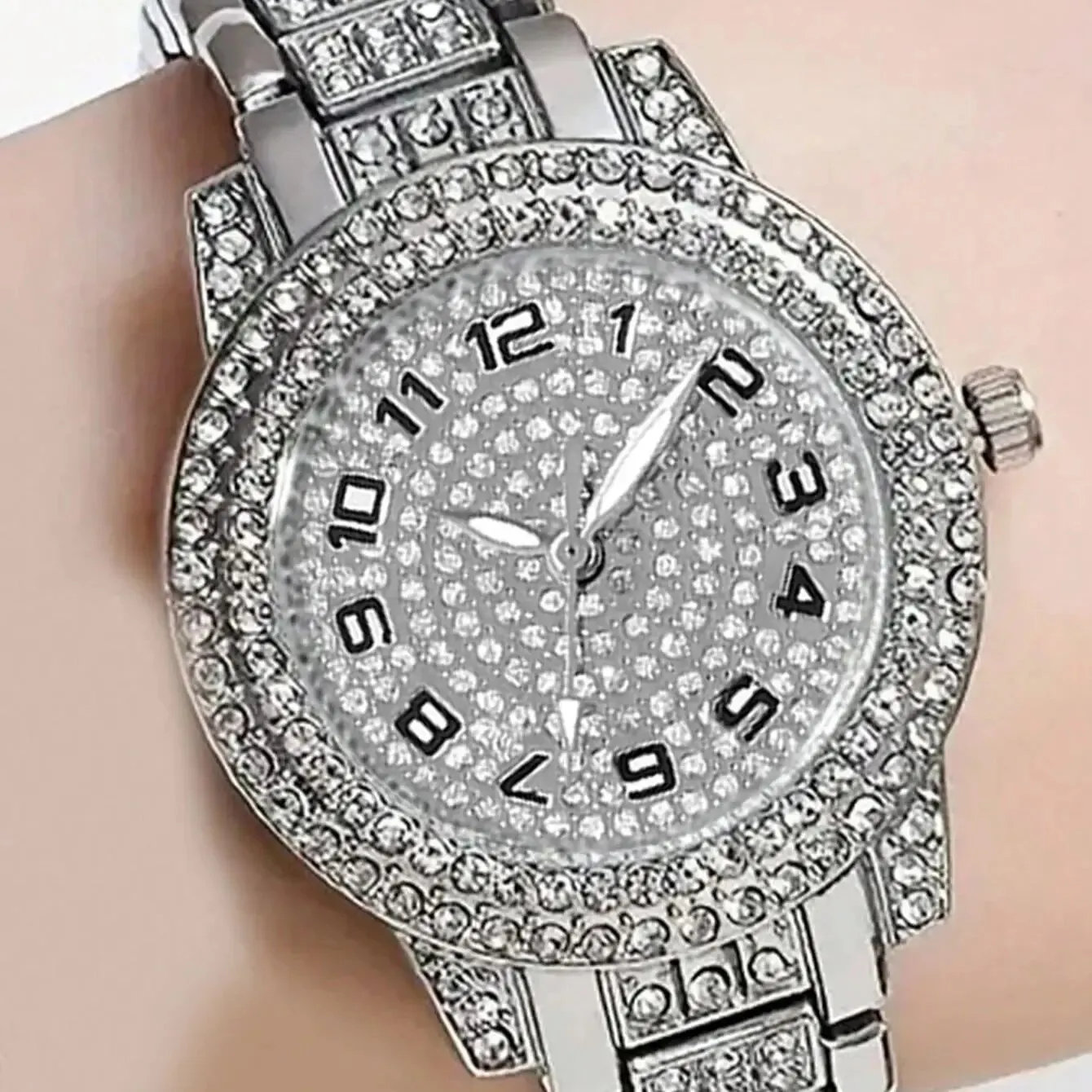 Набор из 2 роскошных женских кварцевых наручных часов серебристые