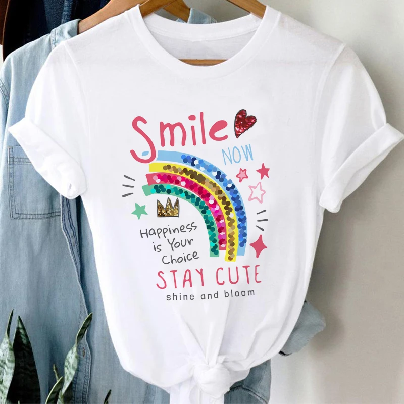 

Ladies Cute Sweet Girly T-shirts Short Sleeves Clothes Fashion Casual Ladies 90s Printed Women's Summer T Graphics T-shirts.