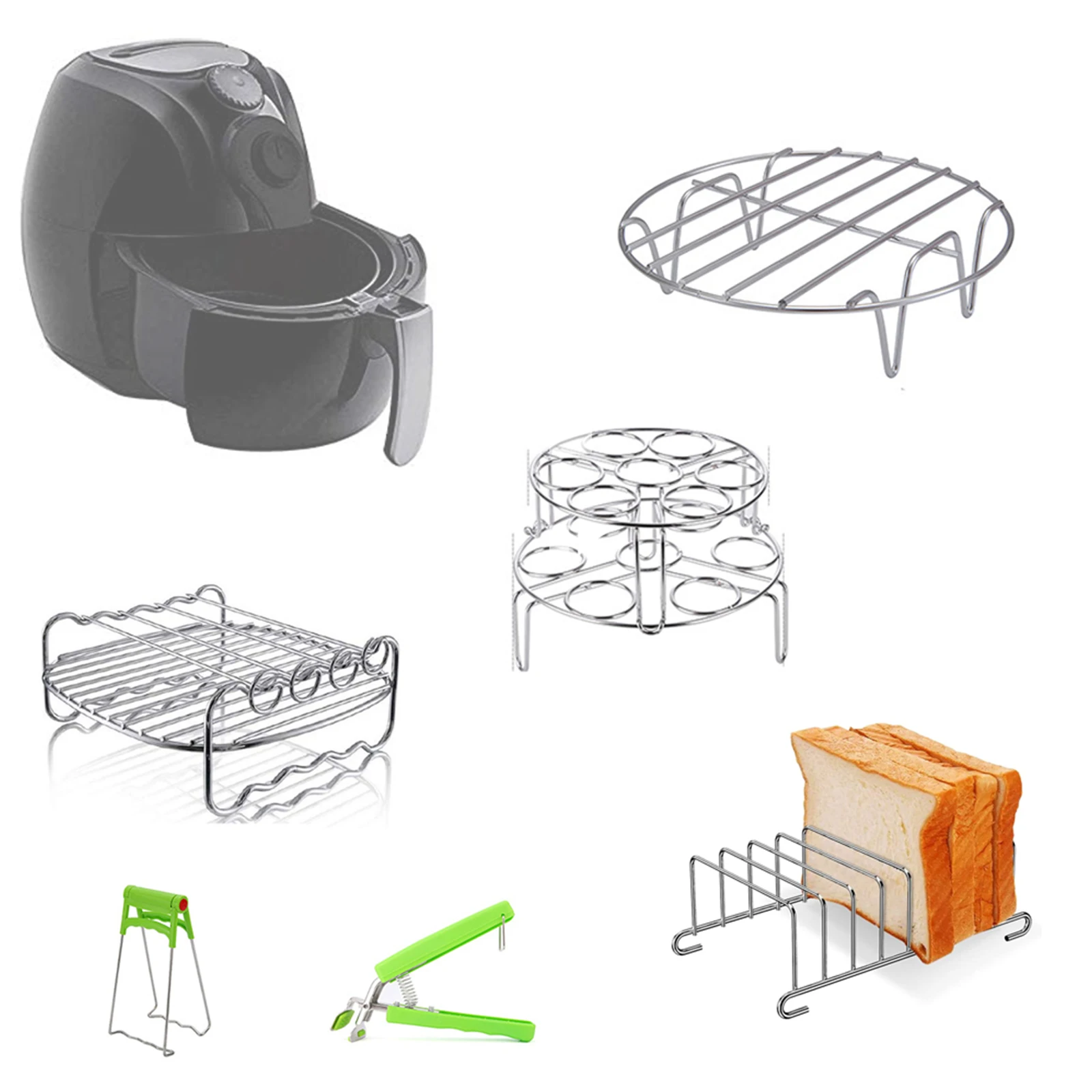 

Air Fryer Rack Compatible for Ninja Dual Zone Air Fryer Dehydrator Racks and Skewer Rack 304 Stainless Steel Air Fryer Stands