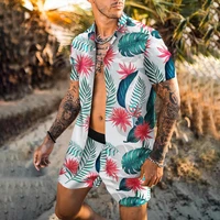 summer men print sets hawaiian short sleeve casual shirts breathable shorts holiday beach men suits 2 pieces streetwear s 4xl