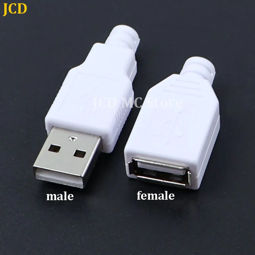 Фото 10-50 шт. USB-разъемы Type A 4-контактные (штекер/гнездо) с черно-белыми пластиковыми крышками, USB 2.0 Type-A 4-контактные, для пайки, наборы для DIY №3