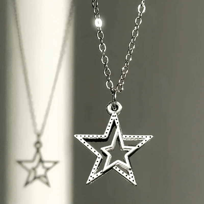 

Vintage retro lovely shooting Star pendant Necklace cute romantic everyday five-pointed star necklace double stars necklace