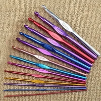 12pcs metal handle 2 8mm crochet hook set colorful stainless steel knitting needles yarn sweater weave sewing needles craft tool