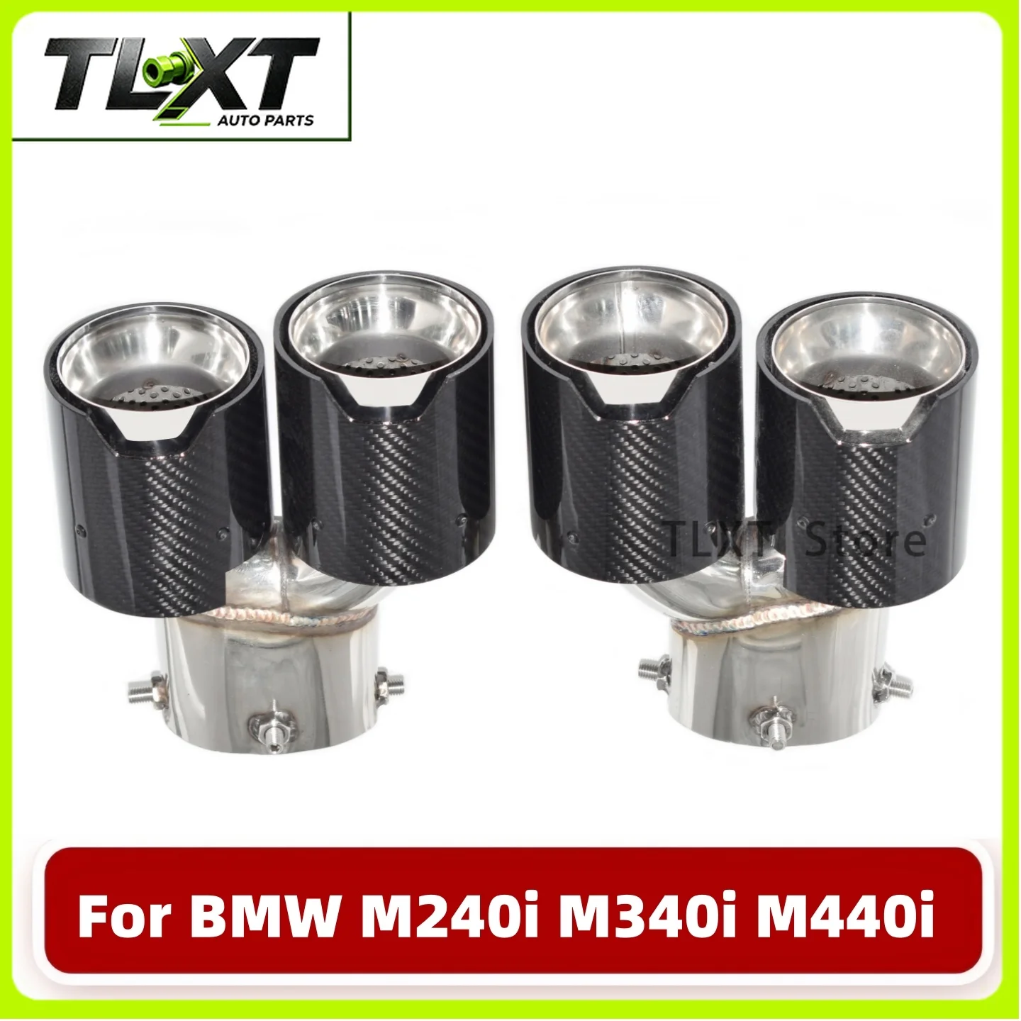 Фото TLXT Насадка на глушитель для BMW 2021 2022 2023 G23 M440i G20 G21 M340i G42 M240i, синяя, с 4 выходами, выхлопная труба №3