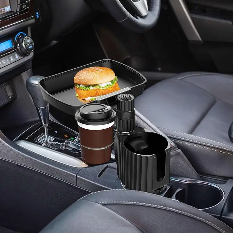 

Universal Car Cup Holder Tray Expanded Table Desk 360 Rotatable Adjustable Food Tray Expander For Drink Bottle Instant Noodles
