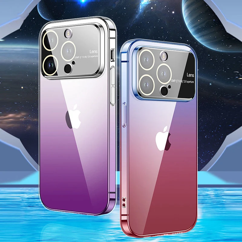 

New Fashion Transparent Phone Case For Iphone 14 13 12 11 14 Pro Max X XS Max XR 7 8 Plus Equipped with Lens Protection Cover