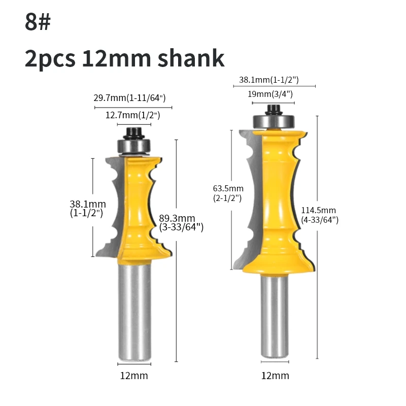 

YUSUN 8 мм 12 мм 12,7 мм хвостовик с короной, формовочная фреза, угловой дверной ящик, деревообрабатывающий фрезерный станок для линии перила по дереву