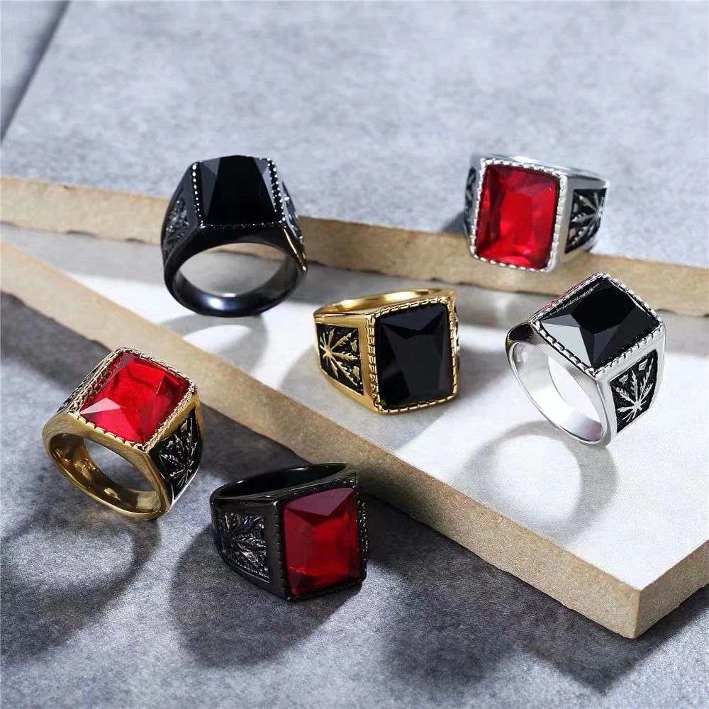 

Кольцо из нержавеющей стали с золотым и серебряным камнем для мужчин и женщин, стильные роскошные украшения в стиле панк, хип-хоп, готика, 10 ш...