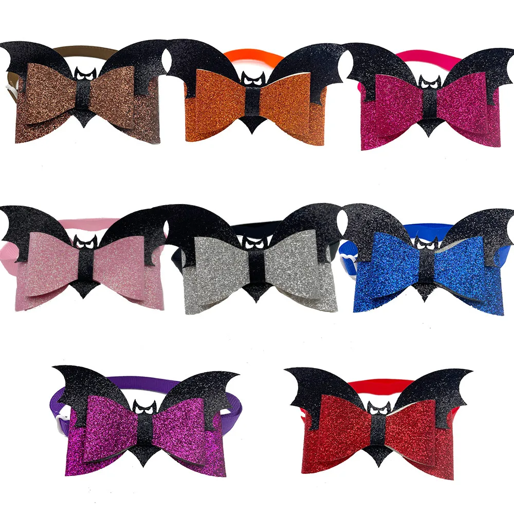 30/50pcs Halloween  Bat Wings Style  Dog Bowties Pet Dog Cat Puppy Holiday Collars Accessories Dog Grooming Pet Supplies