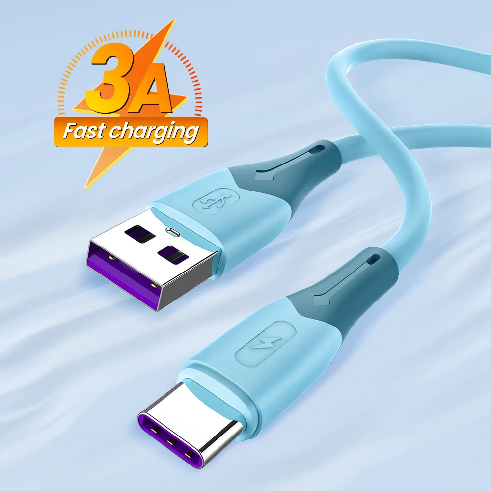 

3A Liquid Silicone Fast Charge Cable Wire for Samsung Huawei Xiaomi Mobile Phone Fast Charging USB Type C Cable Micro USB Cables