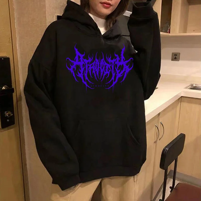 

Gothic Hoodie Sweatshirts for Women Y2K Ins Street Trendy Sweater Coat Hoodie Pullover Loose Female Clothing Fashion
