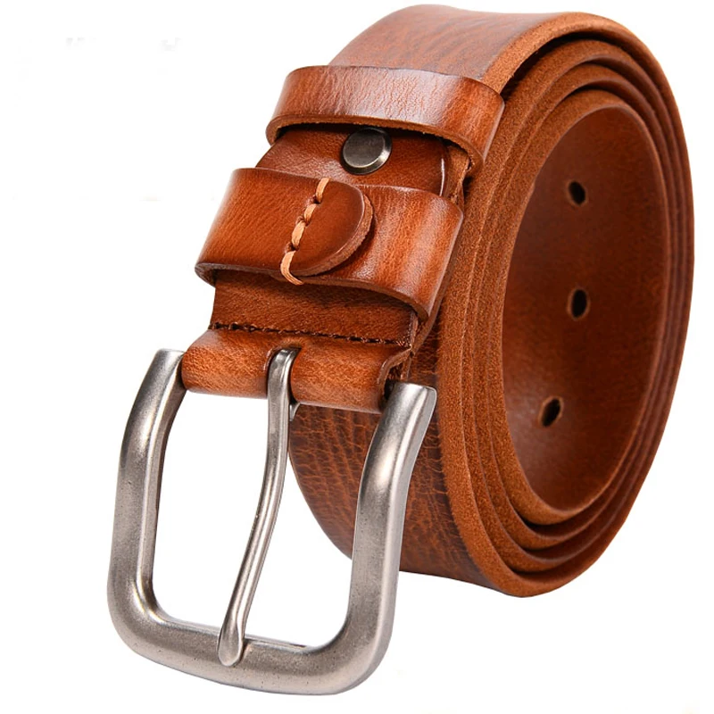 3.8CM Top Cowhide Belt Men Copper Buckle Top Genuine Leather Casual Jeans Belt High Quality All-match  Retro personal Male Strap
