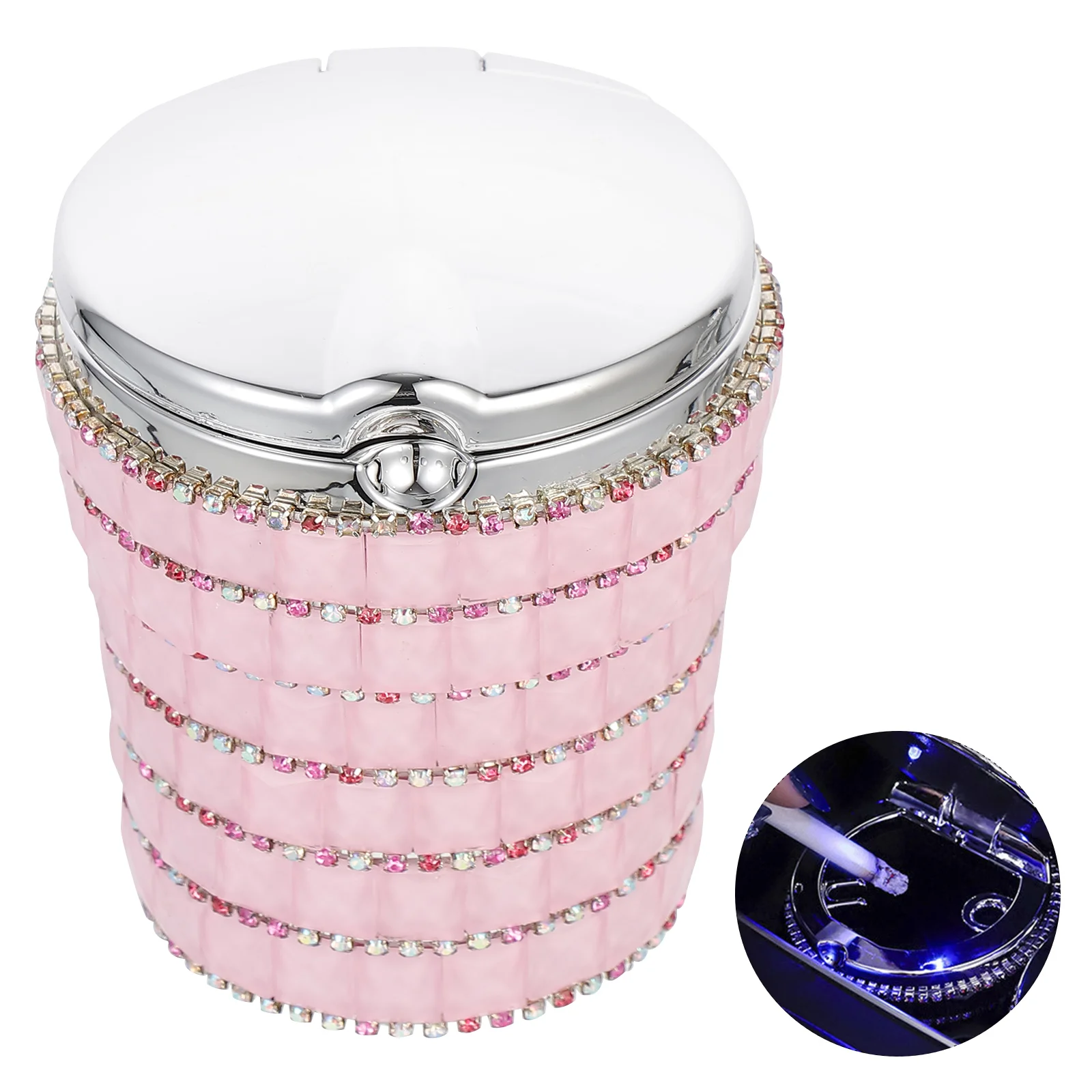 

Delicate Stylish Creative Auto Smoking Ashtray Car Ashtray With Lid LED Light Car Ashtray Rhinestone Car Car accessories