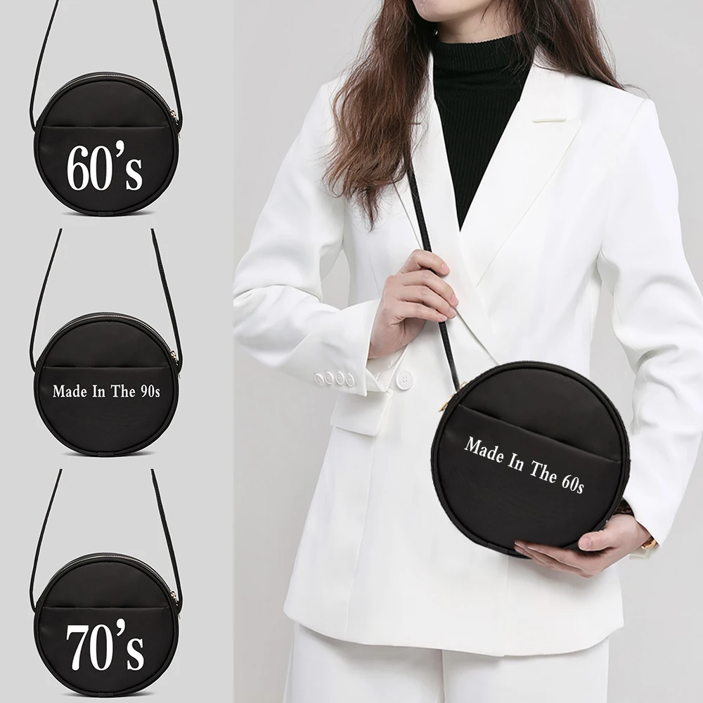 

Year Series Print Round Bag 2022 Fashion Tote Bag Women Daily Portable Round Bags Casual Handbags Crossbody Shoulder Shopper Bag