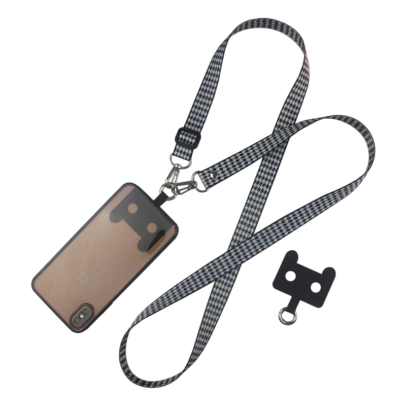 

Hanging Neck Houndstooth Crossbody Wild Cat Ear Fixed Clip Universal Hanging Neck Bag Strap Lanyard for Key Mobile Phone Lanyard