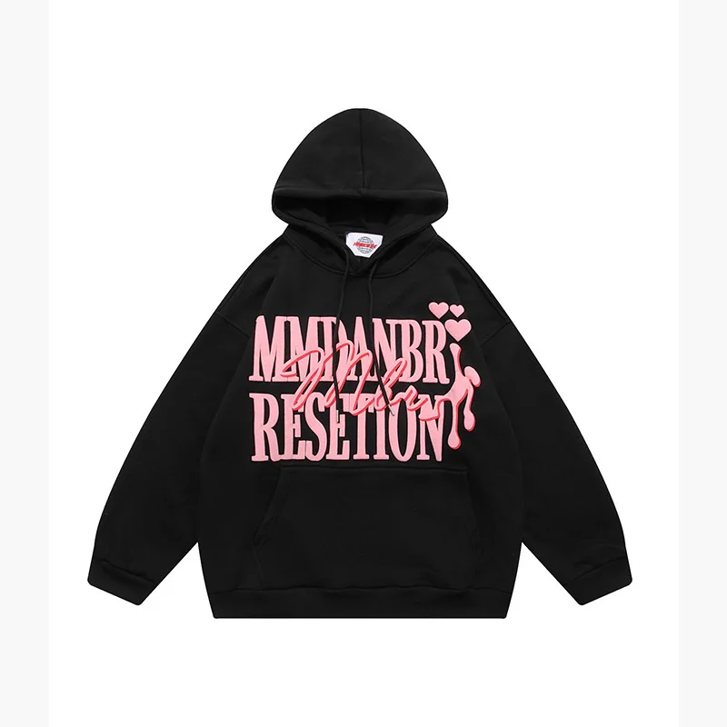 

Толстовка мужская флисовая с капюшоном, свободная верхняя одежда с монограммой для пар, уличный Повседневный Топ в стиле хип-хоп с длинным р...