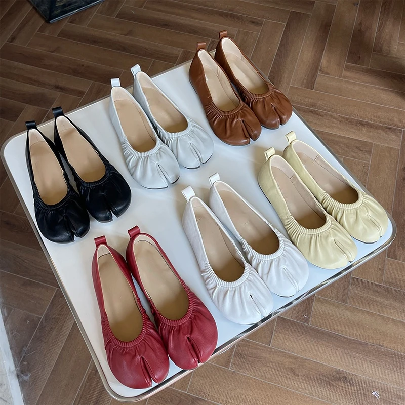 

Новинка Весна 2022, универсальные туфли с открытым носком и разрезом, бабушкины туфли из мягкой кожи, обувь в форме подковы