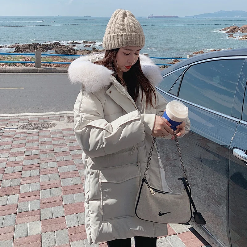 Women Solid Color Casual Fashion Patchwork Thickening Down Jacket Female New Cotton-padded Bread Clothes Coat Winter Loose Short