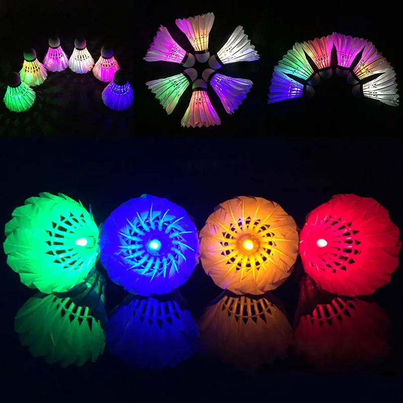 

4 Pcs LED Luminous badminton Badminton Shuttlecocks Lighting Birdies Shuttlecock Glowing Badminton for Outdoor Sports