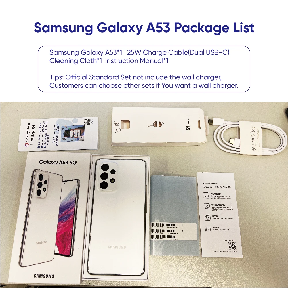 Samsung Galaxy A53 Original Android 5G Smartphone Exynos 1280120Hz Super AMOLED Mobile Phone 5000mAh 25W Fast Charge