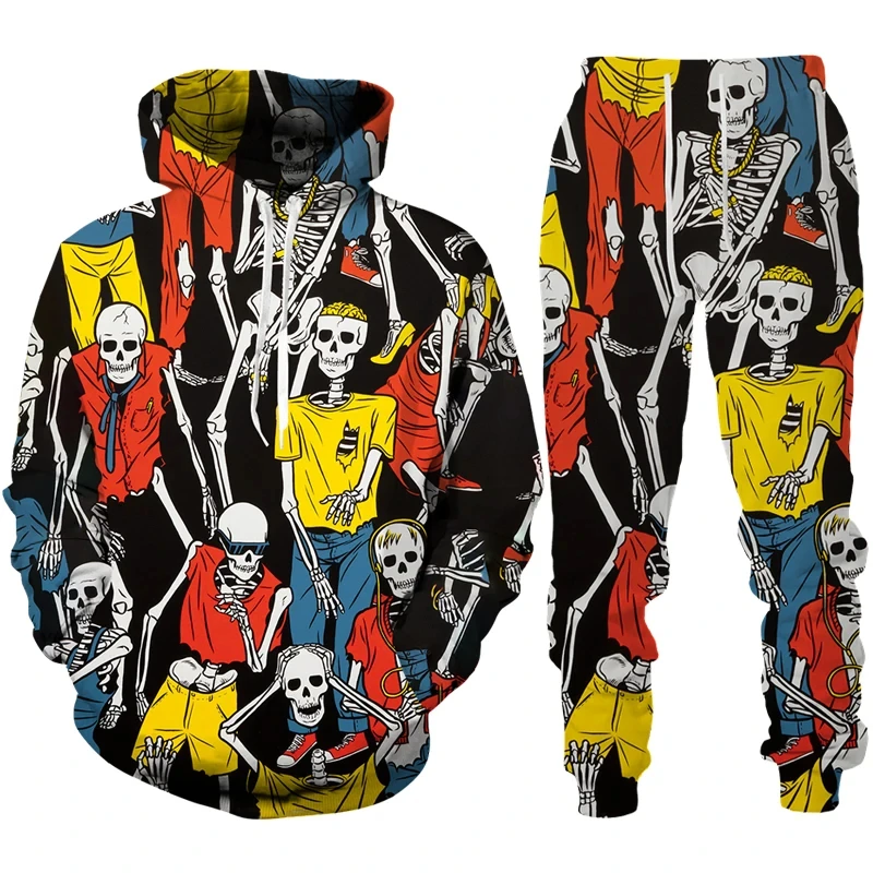

Personality Skull 3D Print Hoodies/Pants/Suits Casual Streetwear 2 Piece Sets Hip Hop Men Women Outfits Spring Autumn Tracksuits