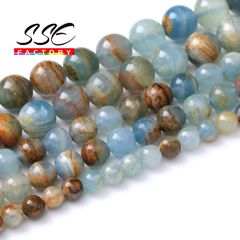 

Бусины Из Натурального голубого камня кальцита Аргентины для изготовления ювелирных изделий, круглые свободные бриллиантовые браслеты, ожерелья 6 8 10 мм 15 дюймов
