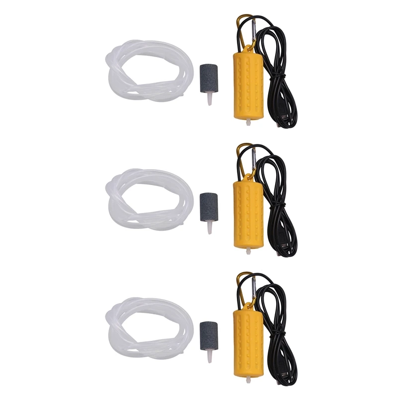 

3X USB Mini Aeration Pump Air Pump Aquarium Aerator Ultra Quiet Mini Fish Tank Go Fishing Oxygen Pump ——Yellow